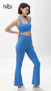 Set Đồ Tập Yoga Gym Hibi Sports H166 Kiểu Áo Lưng Ngang Quần Ống Loe Kèm Mút Ngực