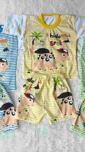 Avilla - Setelan Anak Baju & Celana Pendek Bayi Kancing Bahan Setelan Pendek Anak Usia 03-18 Bulan