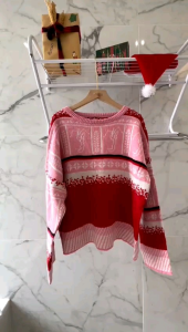 ●ECLAIRE● 043 Sweater Knit Rajut Oversize Longsleeves Lengan Panjang Jumbo Natal Christmas Xmas Import Premium 2506