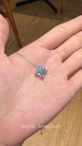 SSTYLE💎Denise flower real moissanite diamond two way design s925 sterling silver necklace passed diamond pen with GRA cert and card