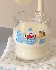 แก้วน้ำ สไตล์เกาหลี 290 ml ลายการ์ตูน วัสดุแก้ว ส่งจากไทย