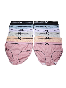 6pcs/12pcs Girls Teens and Ladies Cotton Blend Ribbed Panties with Bow – Assorted Colours – 8 Yrs Old to Adult