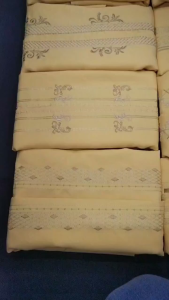 Miyake fabric (Yellow) pre cut with embroidery 1.5 yards short sleeve.