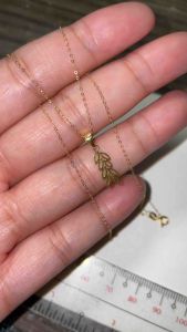 PAWNABLE 18K Saudi Gold Fine Tauco Chain with 18K Saudi Gold MINI Leaf Pendant(manipislightweight)✨