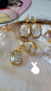 สร้อยคอไข่มุกแท้ แหวนไข่มุกแท้ ต่างหูไข่มุกแท้ เซต3ชิ้น ฟรีกล่องค่ะ