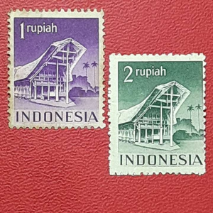 Prangko Indonesia Kuno 2 Pcs Seri Candi & Bangunan Tahun 1949 UN USED