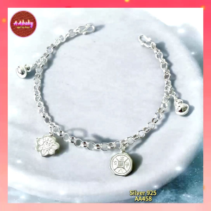 🌈AAbaby Galleries AA458 Original Baby S925 Silver Anklet Bracelet Hulu Bells 4 Treasures 葫芦铃四寶小孩宝宝脚链 (Rantai Kaki/Tangan/Gelang Bayi/Kanak)