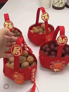 Readystock现货🇲🇾 手提篮子摆件入宅仪式新居乔迁果蓝装饰客厅布置用品搬家新房子用 shifting in new house ceremony dry fruit candy hand basket