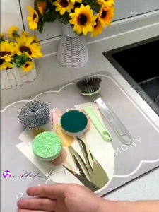 Gagang Alat Pembersih Dapur 5in1 Busa Kawat Sikat Bisa Diganti Multi