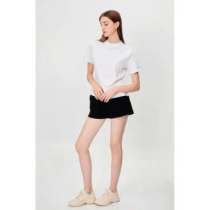 Quần short nữ đùi nỉ chân cua trơn màu Đen Trắng Xám tiêu Basic - BÔNG SHOP