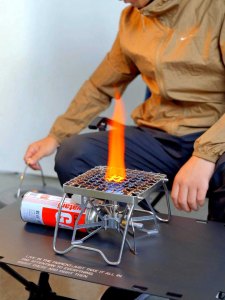 Campingmoon MS-1011 Outdoor Grill Jaring Pemanggang Stainless Steel Bracket Tungku Gas Dapat dilipat Camping Hiking