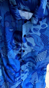 Kemeja Pria/Wanita Lengan Pendek/SPOON/Printing/Motif Biru Abstrak