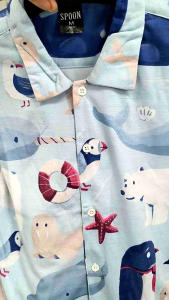 Kemeja Pria/Wanita Dewasa Lengan Pendek | SPOON | Motif - Pingwin