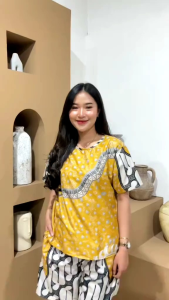 Baju Tidur Celana Pendek Setelan Batik Wanita One Set Piyama Lengan Pendek Ld 110 Cm Batik Pekalongan