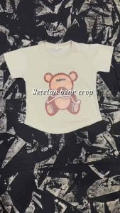 Setelan Baju Kaos Crop & Celana Jogger Cargo Anak Bayi Perempuan Usia 1-5 Tahun