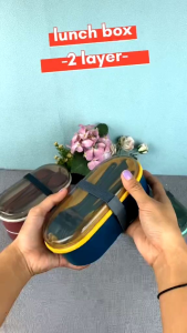 Lunch Box Set Tingkat Kotak Makan dengan Set Sendok Makan Lunch Box