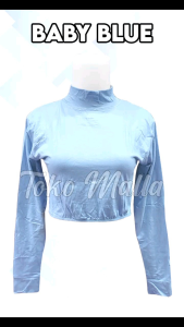 New!!! Baju Manset India Lengan Panjang Wanita Polos Bahan Rayon Dalaman Perempuan Hitam Putih Warna Kulit Kaos Daleman Cewe Muslimah Dewasa Anak Tangan Pendek Leher Kerah Turtle Neck Mangset Atasan Inner Cewek Jumbo Big Size LD 120 140 Katun Premium