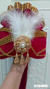 Topi maroon dan maroon gold  pengantin india laki2