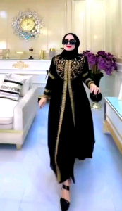 Abaya Turki Syari Elegan Hitam Gold: Termewah & Termurah 2023