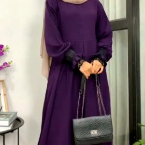 Gamis Polos Wollycrepe Renda Dress COD
