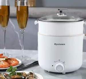 LifeMall - 1.8L Electric Cooker with Steamer Non-Stick Ceramic Coating Multifunctional Hotpot Instant Noodle Cooker