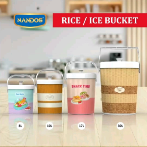 Termos Nasi NAIBA NANDOS Rice Bucket Bulat Printing Kotak Bekal Makanan 10L 8L