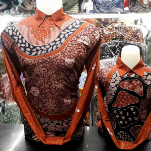 Batik Couple Ayah dan Anak Katun solo Teracota