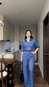 FEMEI - Set sơ mi dài form rộng phối quần suông dài lưng cao thoải mái