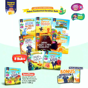 Fabel Pembentuk Karakter Baik - Dongeng Sebelum Tidur - BONUS AUDIO DAN VIDEO - (1 Set isi 8 Buku)