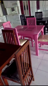 Meja Makan Kayu 4 Kursi & Meja Makan Free Kaca Meja (PENGIRIMAN JABODETABEK SAJA)