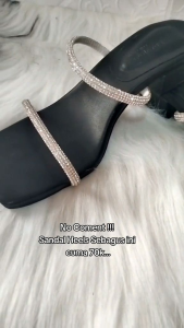 DCollection AR 10 Sandal Wanita High Heels Pesta Elegan Hak Tahu 3Cm Tali Permata Korean Style