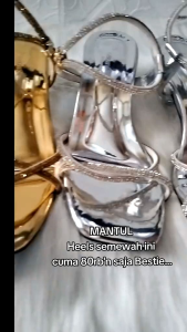 DCollection AR 09 Sandal Wanita Heels Hak Kaca 5 Cm Tali Jeli Permata Import