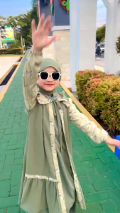 Gamis Anak Perempuan Plus Pashmina & Rompi Korean Style