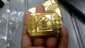 Sabuk PDH Pengayoman Warna Kuning Gold Motif Catur Kotak Kotak