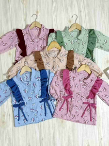 Setelan Rok Baju Panjang Motif Anak Perempuan Terbaru Bahan Crinkle Ratu 1-11 Tahun