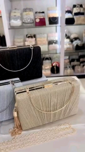 Tas Pesta FABIOLA Embellished Crystal Box Clutch