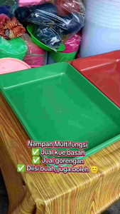 [ DAPAT 6 BIJI ] Nampan tebal segi 04 / lamaran / kue basah / tempat kue / persegi panjang / jualan / gorengan / lauk / kotak plastik /  saji / baki / loyang