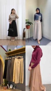 Rok Wanita Korean Style // Skirt Korean Style Bahan Semi Woll