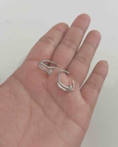 เงินแท้มีใบรับประกัน ต่างหูเงินแท้ ต่างหูห่วงเงินตะปูเพชร เคลือบทองคำขาว / ต่างหูห่วง | SE23