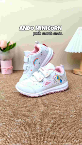Sepatu Ando Minicorn Velcro Perekat Putih Merah Muda White Pink