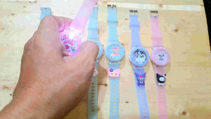 jam tangan anak wanita analog lampu strap karet