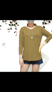 kaos wanita lengan 7/8 model polos bahan halus
