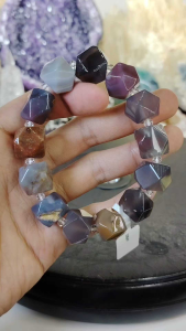 Natural Madagascar Premium Grade Moss Agate Crystal Diamond Cut Beads Bracelet MAB03 #SuperCrystal #Super Crystal