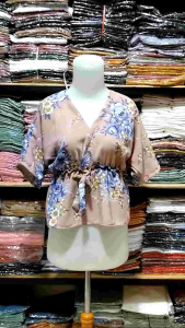Kemeja Blouse Wanita Lengan Pendek Motif Bunga Murah