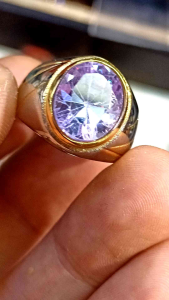Cincin Batu Kecubung Lavender Amethys Asli Mewah