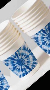 Party Dinner Drinking Cup 250ml Paper Disposable - 25pcs  - Colour Graphic Tie-die Batik Style Print  [PDC001]