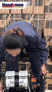 Handyman **รับประกัน 1 ปีเต็ม** ถังลม ปั๊มลม ปั๊มลมโรตารี่ ปั๊มลมออยฟรี 30 ลิตร กำลัง 1200W มอเตอร์ทองแดง 100% เสียงเงียบ