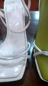 Dép sandal cao gót nữ quai dây xoàng hậu X sườn bọc 2 lớp gót mica trong 7cm