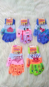 1 Lusin [12 Pasang] Sarung Tangan Motor Wanita Motif Belang Sablon Anti Slip Woll [ST SABLON CWE]