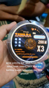 Senar pancing anti keriting 200 meter hujau lumut ZAWARA